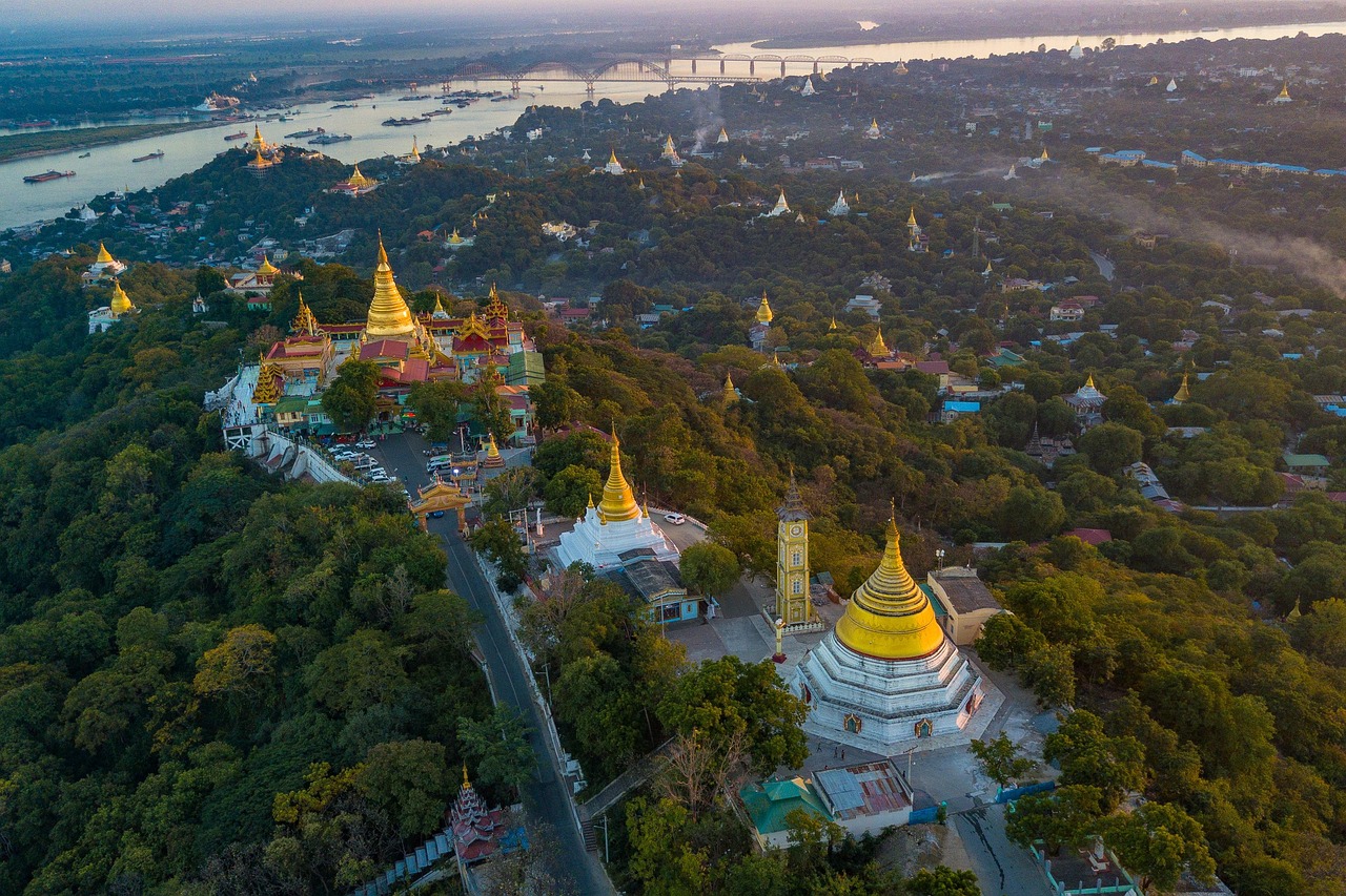 pagoda, temple, monastery, culture, historic, historical, scenery, sagaing, myanmar, asia, aerial view, sagaing, sagaing, myanmar, myanmar, myanmar, myanmar, myanmar